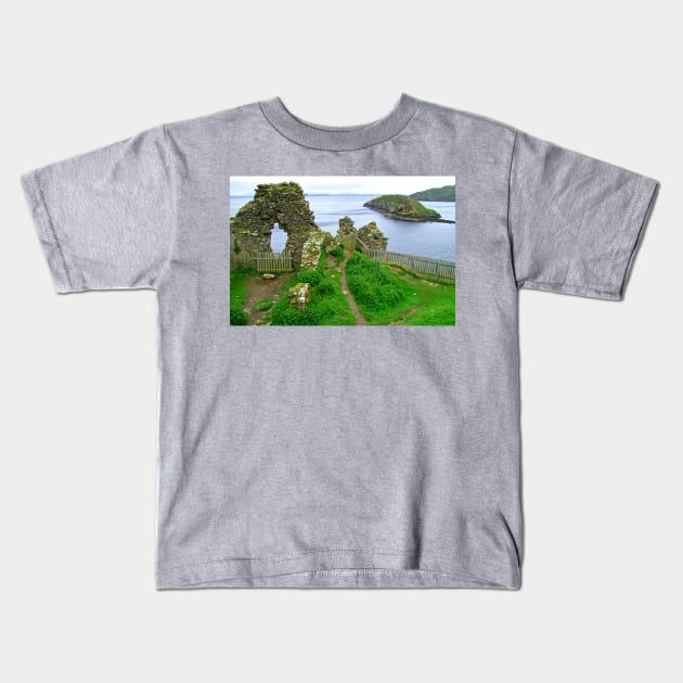 Duntulm Castle Kids T-Shirt by tomg